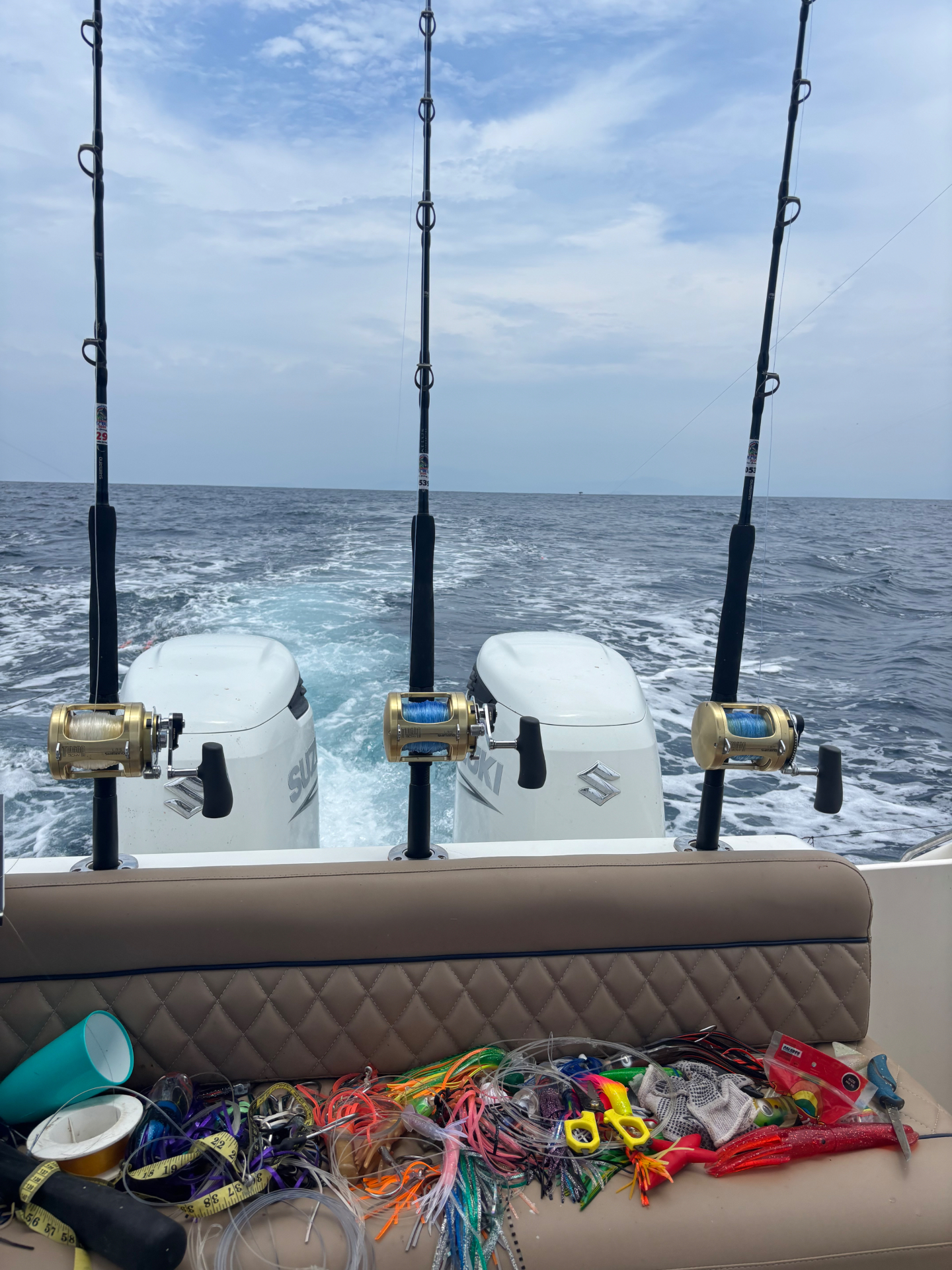 Shimano trolling spread off the transom